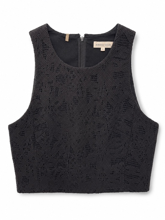 Rebecca Taylor Tops - Rebecca Taylor Black Crochet Crop Top